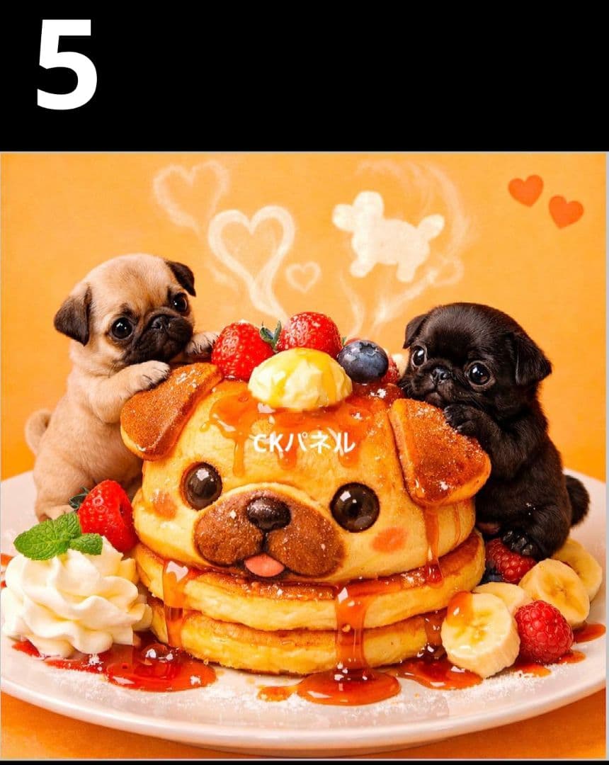 オーダーページ　ハンカチ　487 ホットケーキわんこ柄　ハンドメイド2/5