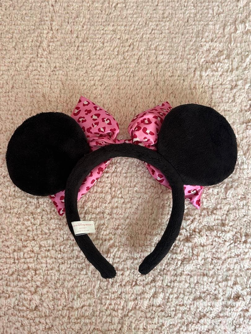 ピンクヒョウ柄リボンカチューシャ