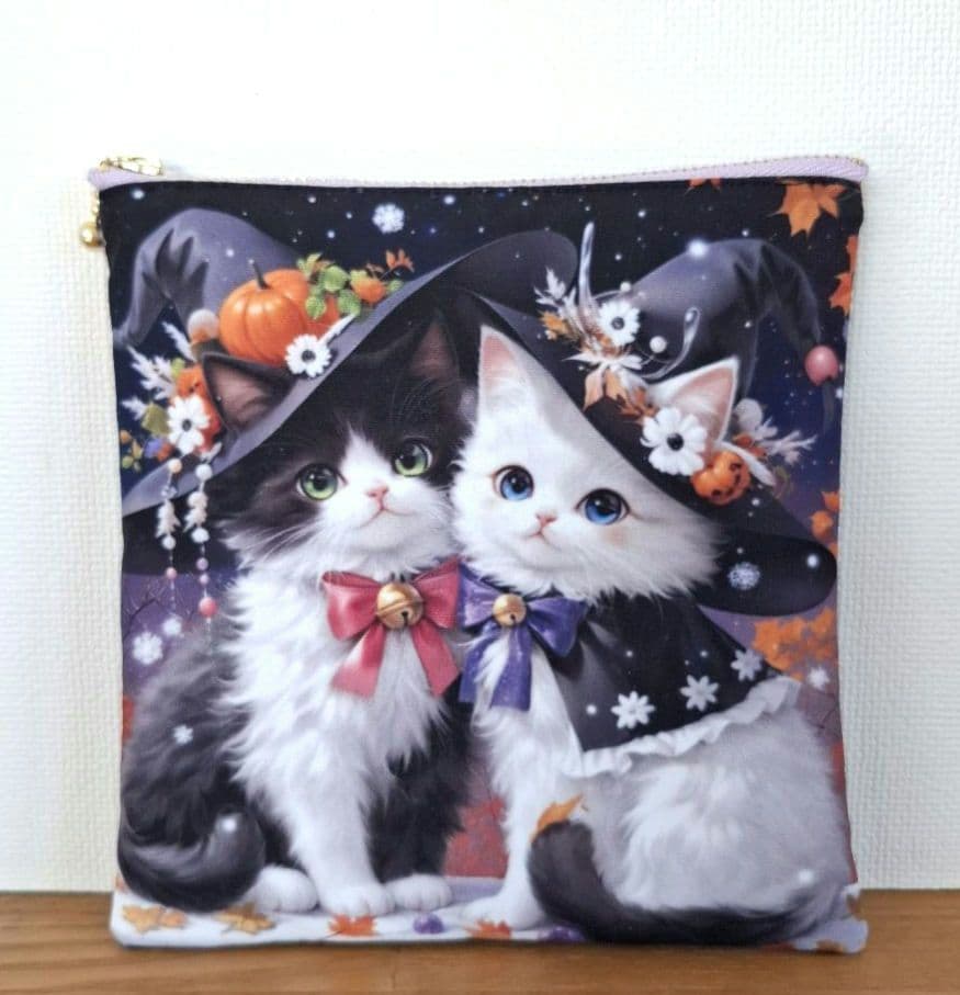 チロスケ様　ご依頼品　 　猫ちゃんパネル生地　トートバッグ　ポーチ