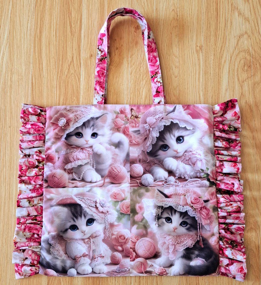 チロスケ様　ご依頼品　 　猫ちゃんパネル生地　トートバッグ　ポーチ