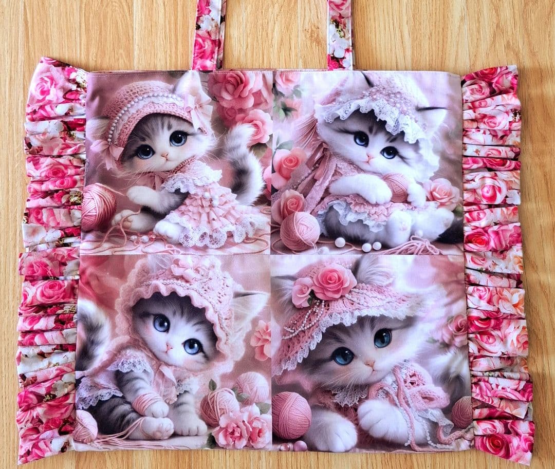 チロスケ様　ご依頼品　 　猫ちゃんパネル生地　トートバッグ　ポーチ