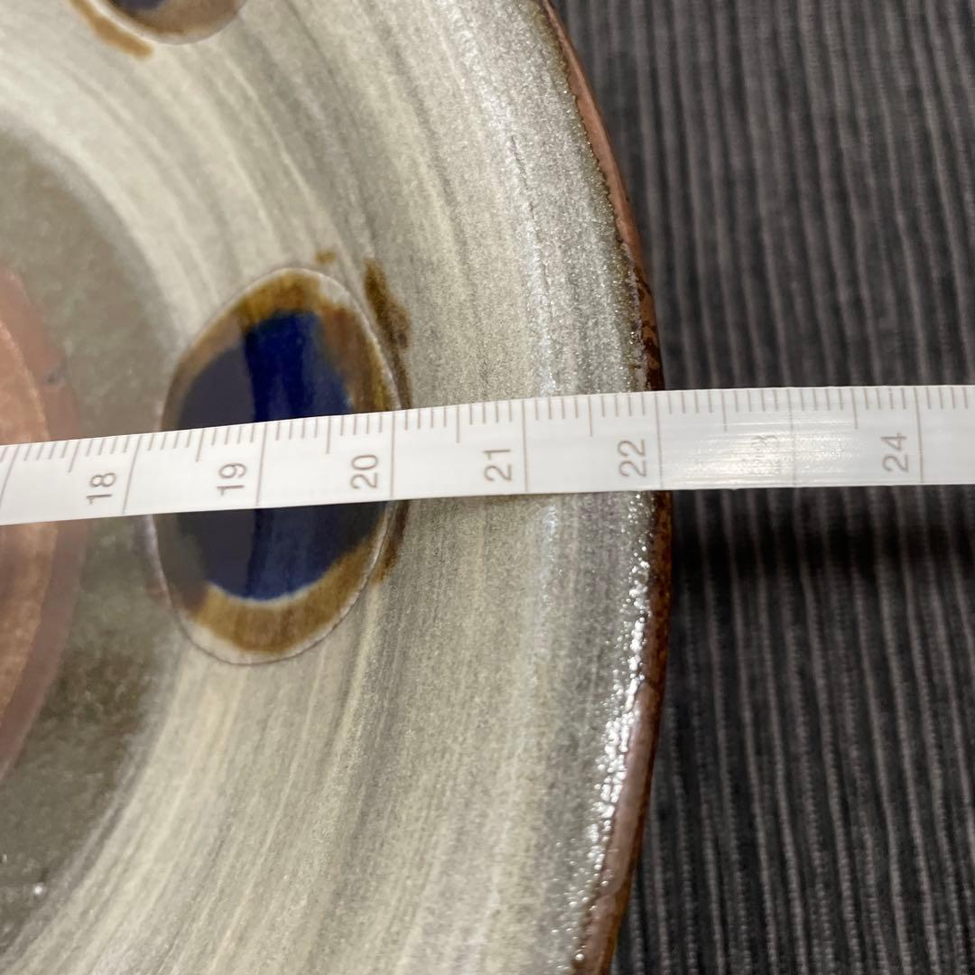 やちむん 大皿 深皿 22cm グレー