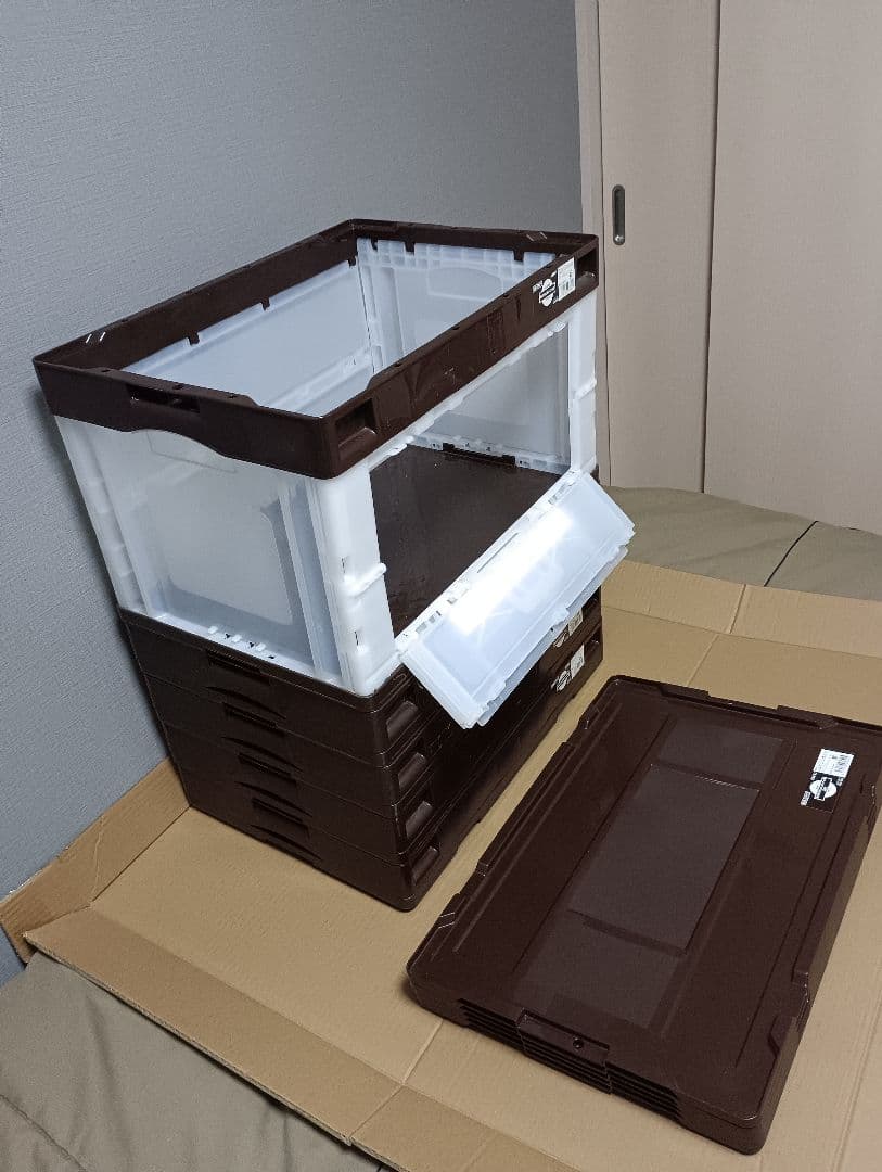 中古②　5個セット　折りたたみコンテナ　50L 長辺扉　蓋あり