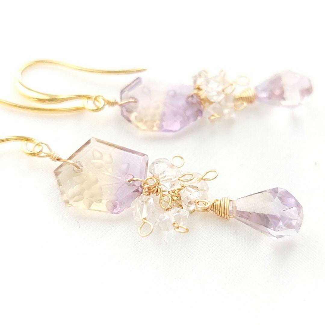 #553－2　K16GP　アメトリン　フラワーバックカービング