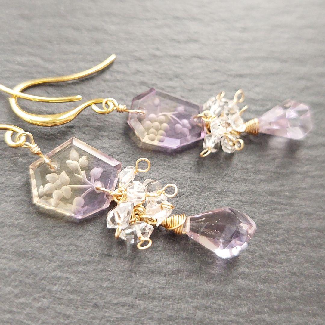 #553－2　K16GP　アメトリン　フラワーバックカービング