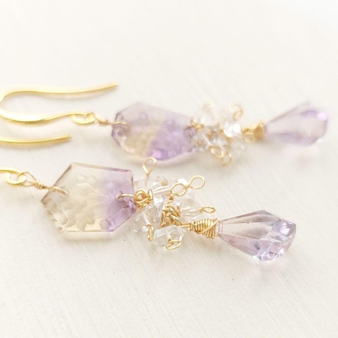 #553－2　K16GP　アメトリン　フラワーバックカービング