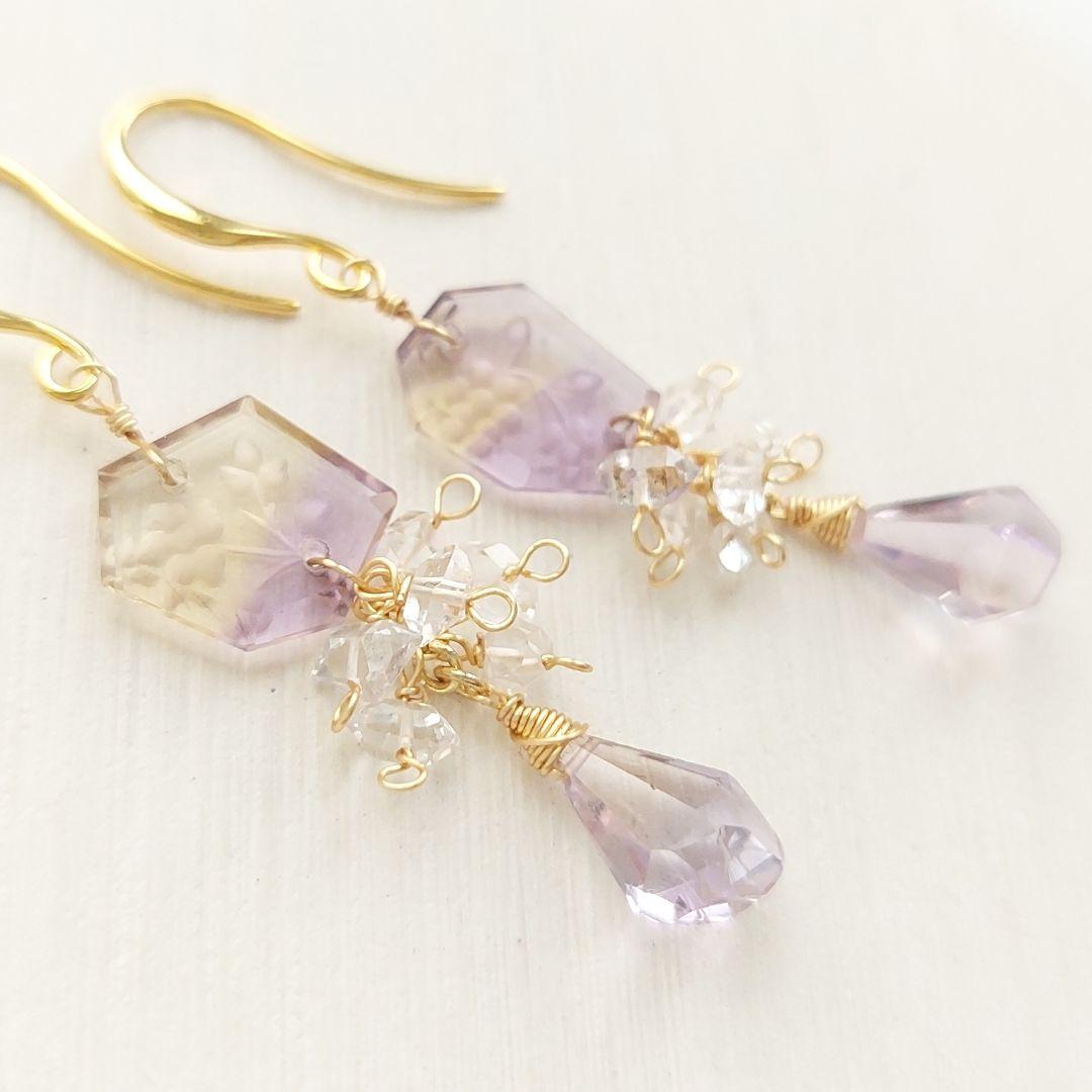 #553－2　K16GP　アメトリン　フラワーバックカービング