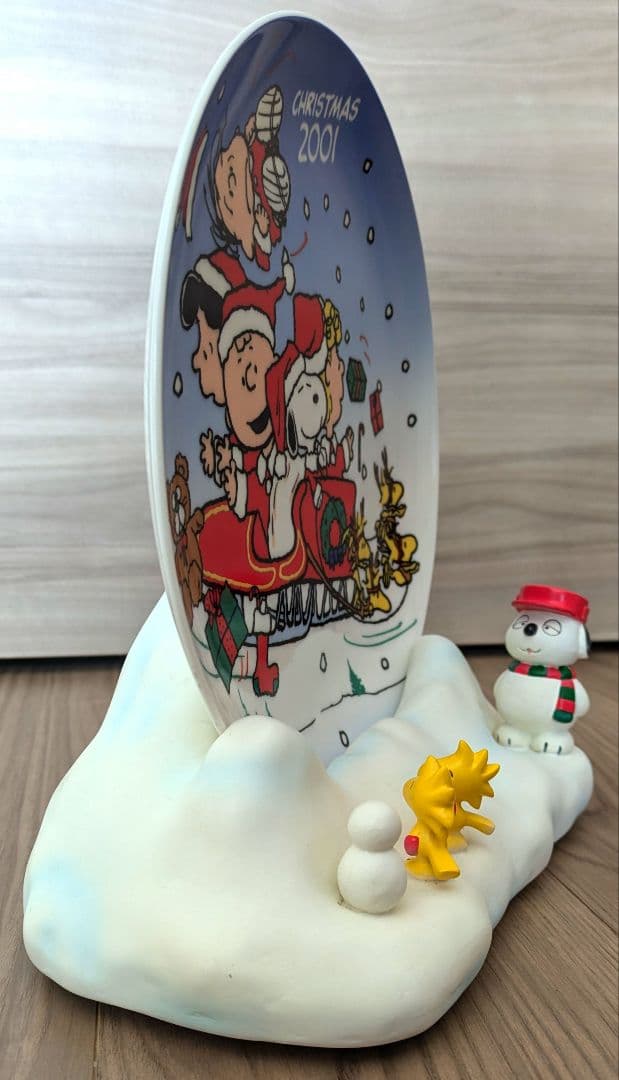 レア☆ SNOOPY スヌーピー クリスマスプレート 2001年　飾り台付