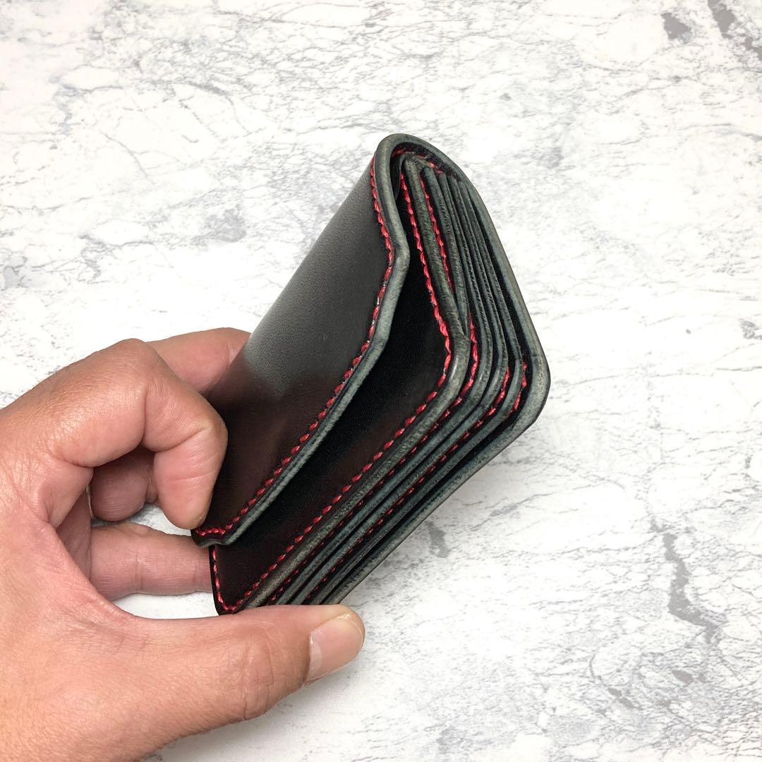 本革 ミニ財布 栃木レザー コンパクト財布 レディース メンズ 小さい財布 黒