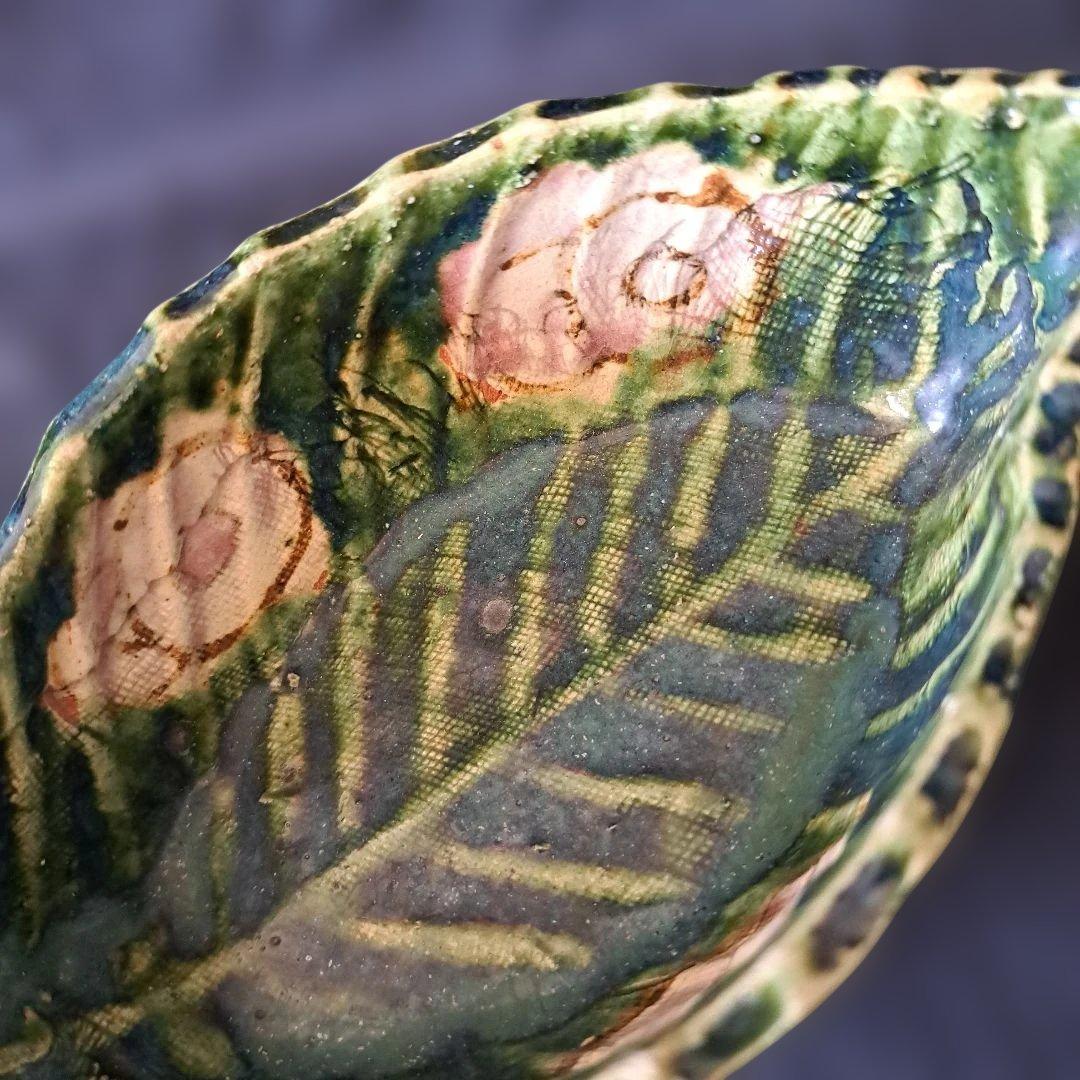 「料理が映えるグリーン」 織部(おりべ)焼き小鉢(幅16cm) 4客セット 骨董