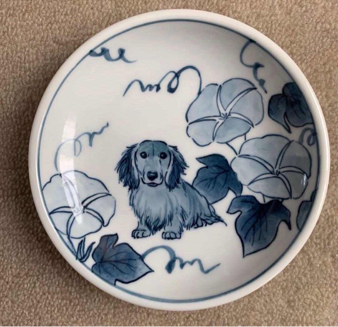 作家作品レッドダックスフンド飾り小皿＊箸置き2個＊3点セット＊陶器