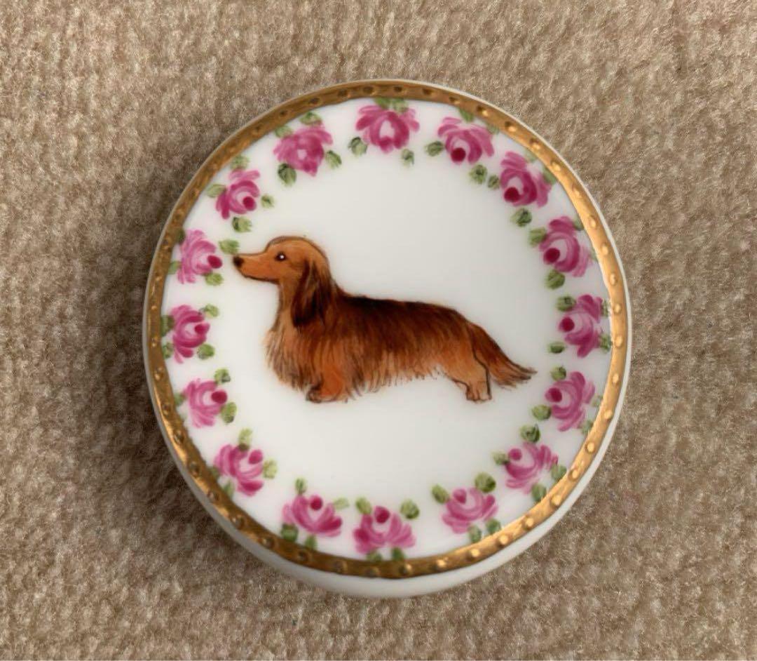 作家作品レッドダックスフンド飾り小皿＊箸置き2個＊3点セット＊陶器