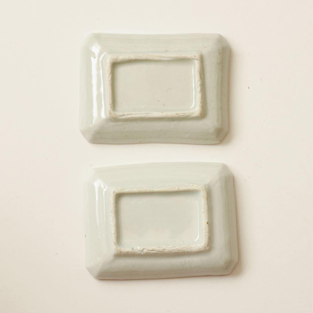 伊万里　古伊万里　江戸　後期　角小皿　折り鶴　色絵　2客　セット