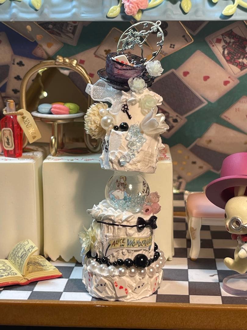 ミニチュアデコレーションケーキここはどこ？どうして？悟りの晴れがここに
