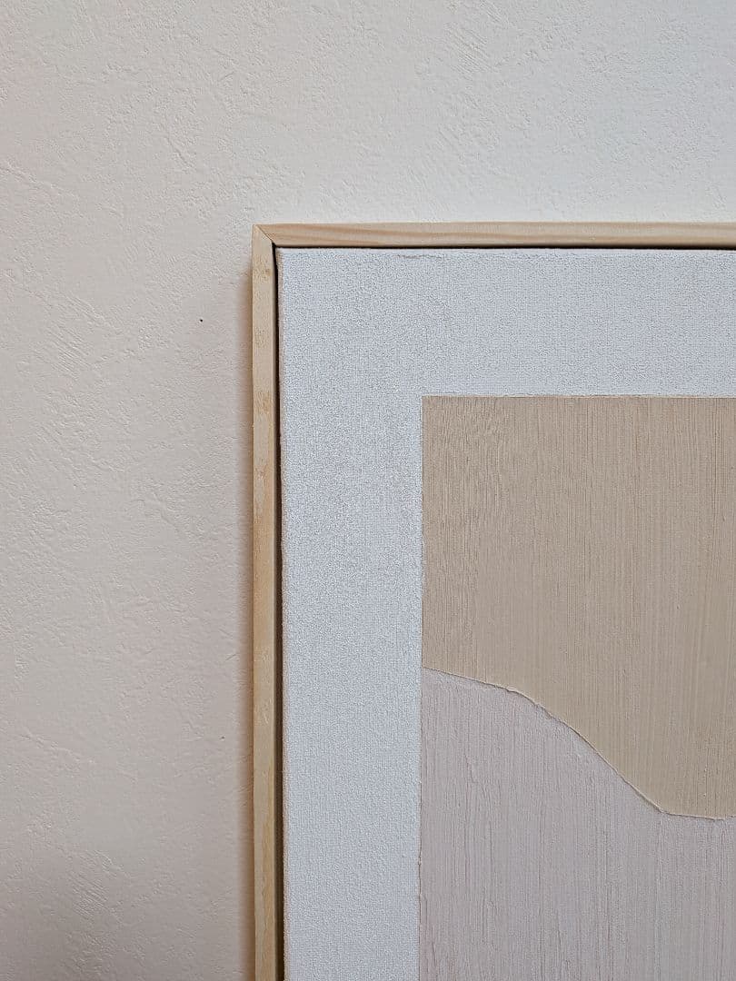 アート 抽象画 27.9cm×35.6cm ベージュ ピンク フレーム付き