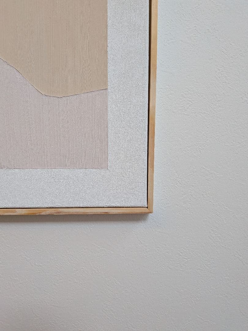 アート 抽象画 27.9cm×35.6cm ベージュ ピンク フレーム付き