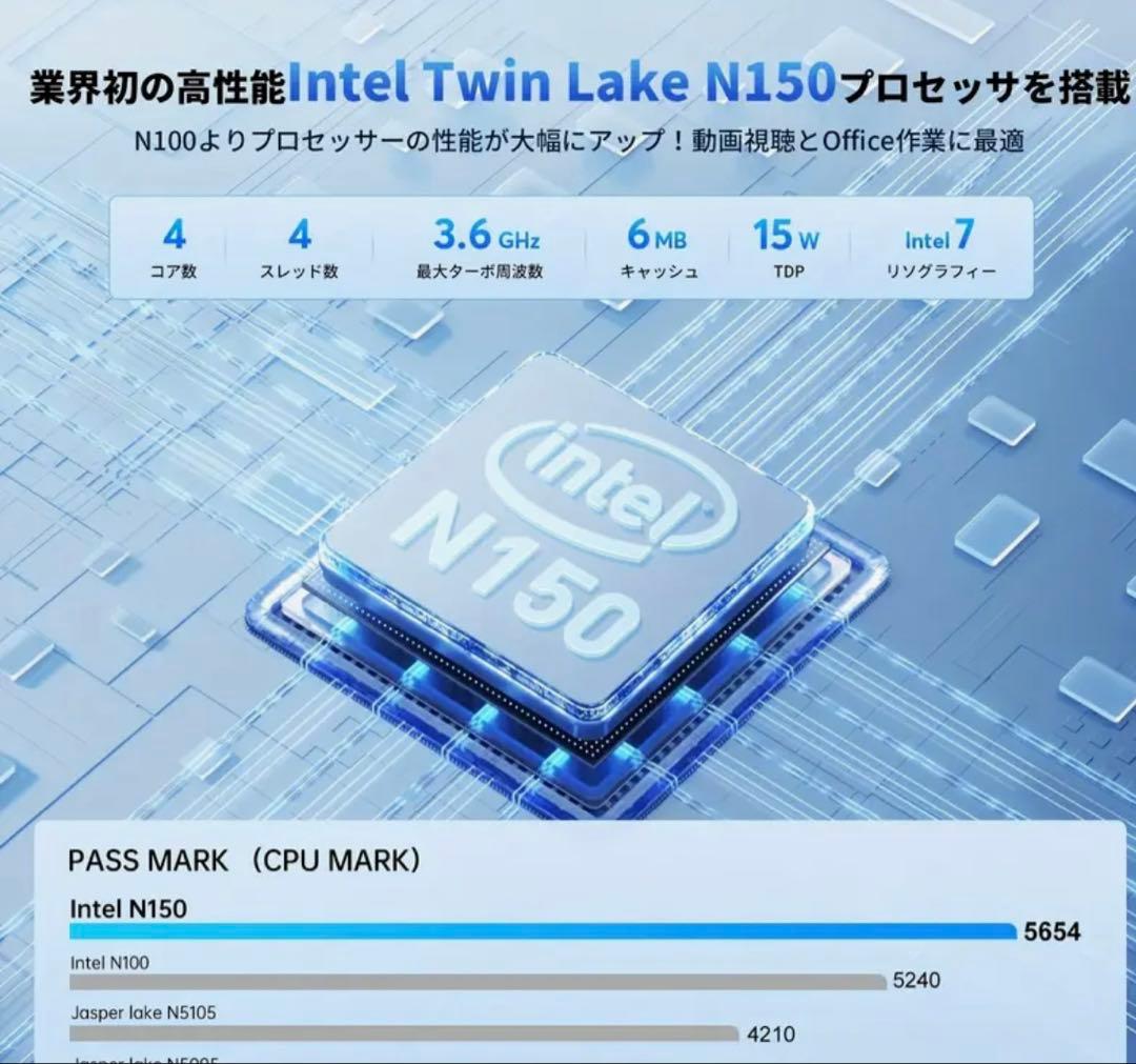 【新品】ACEMAGIC Vista Mini V1 N150 ミニPC 黒