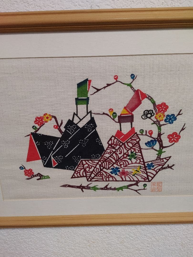 紅型の雛人形額入り