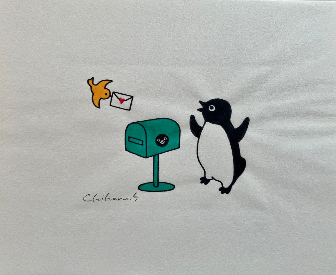 F*読様 【超希少】さかざきちはる（坂崎千春）　 ペンギンシリーズ　手描きイラス