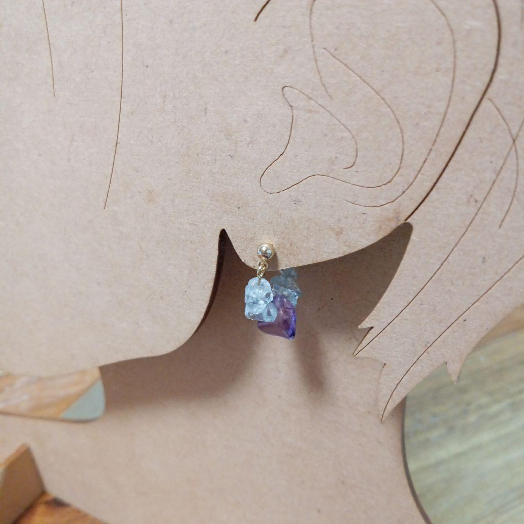 1578良い人間関係を築く✨️✨️　アメジスト　アクアマリンピアス　フープピアス