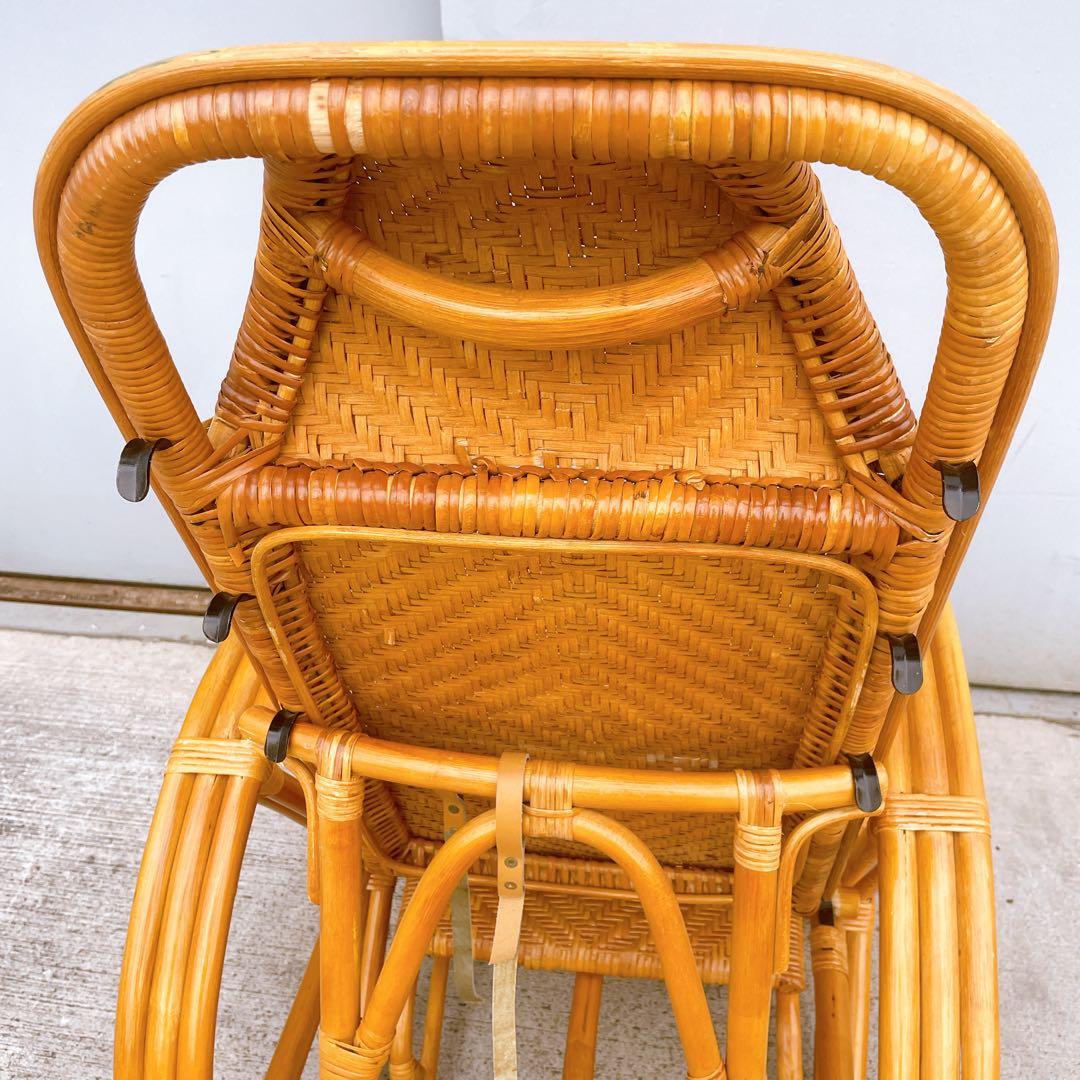 【送料無料】 ラタン リクライニングチェア テーブル マガジンラック オットマン