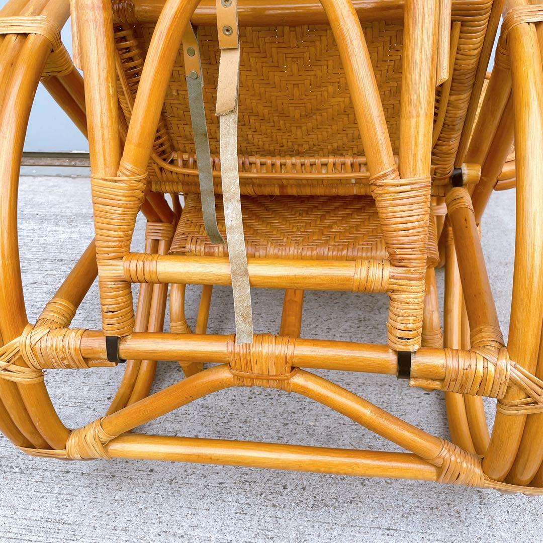 【送料無料】 ラタン リクライニングチェア テーブル マガジンラック オットマン