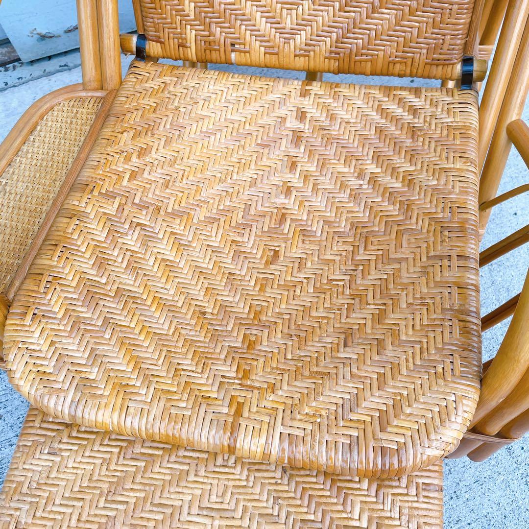 【送料無料】 ラタン リクライニングチェア テーブル マガジンラック オットマン