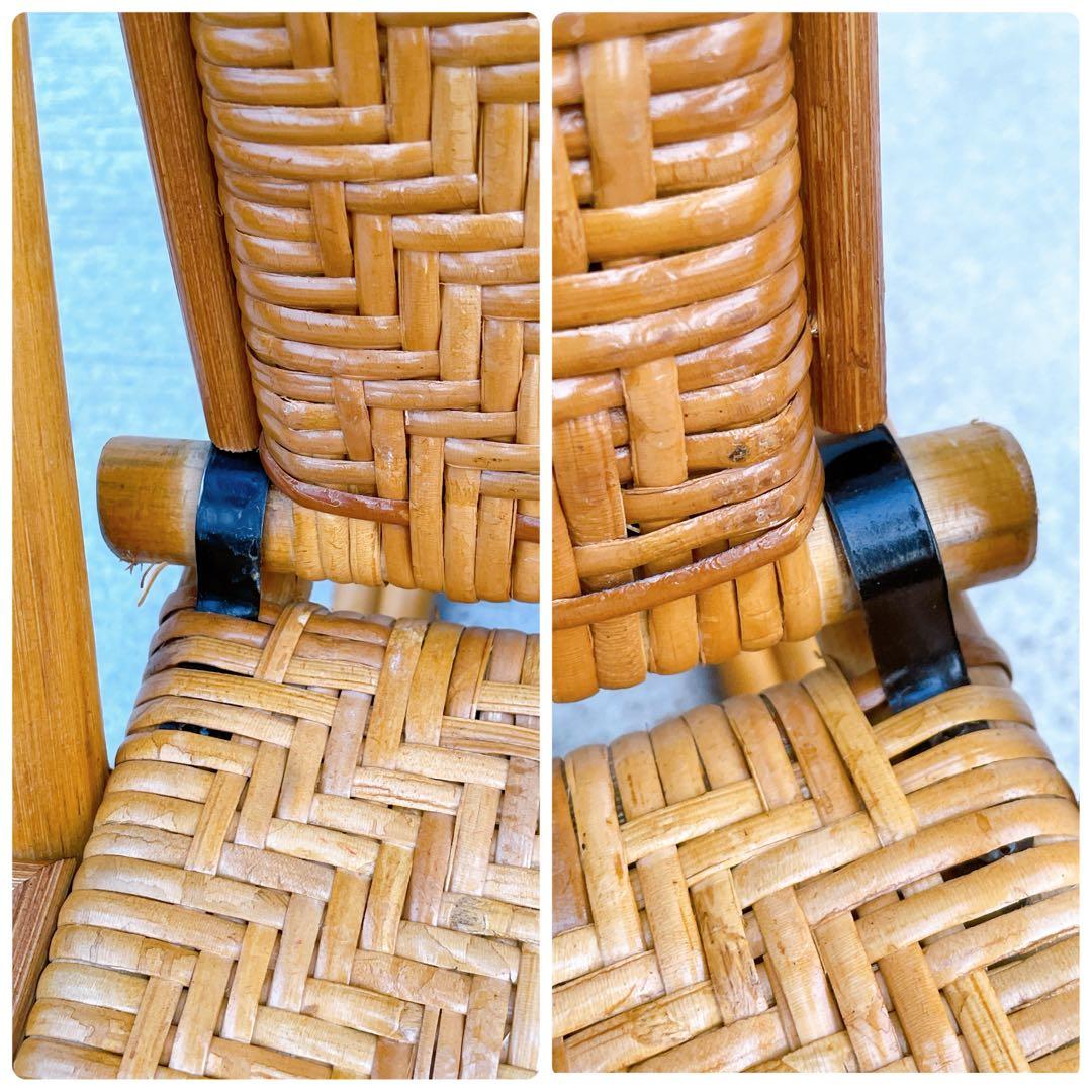 【送料無料】 ラタン リクライニングチェア テーブル マガジンラック オットマン