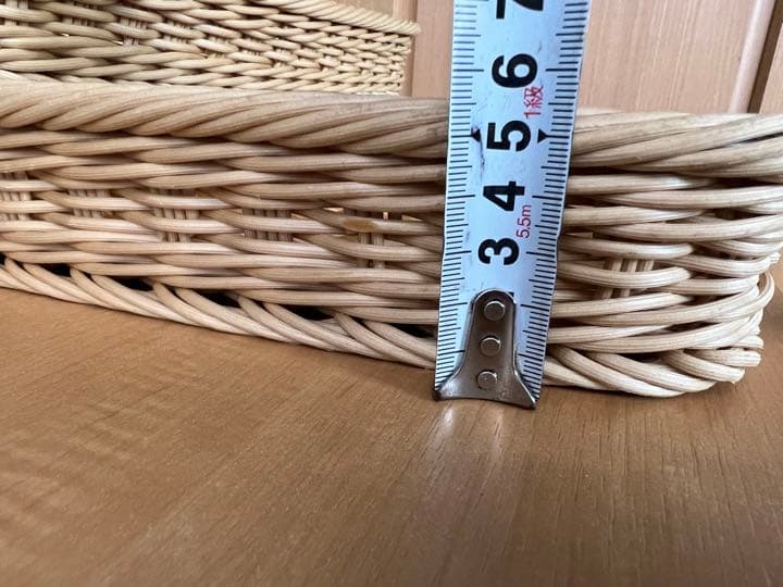 よし与工房　角浅型プラタンかご　アイボリー　４つセット①