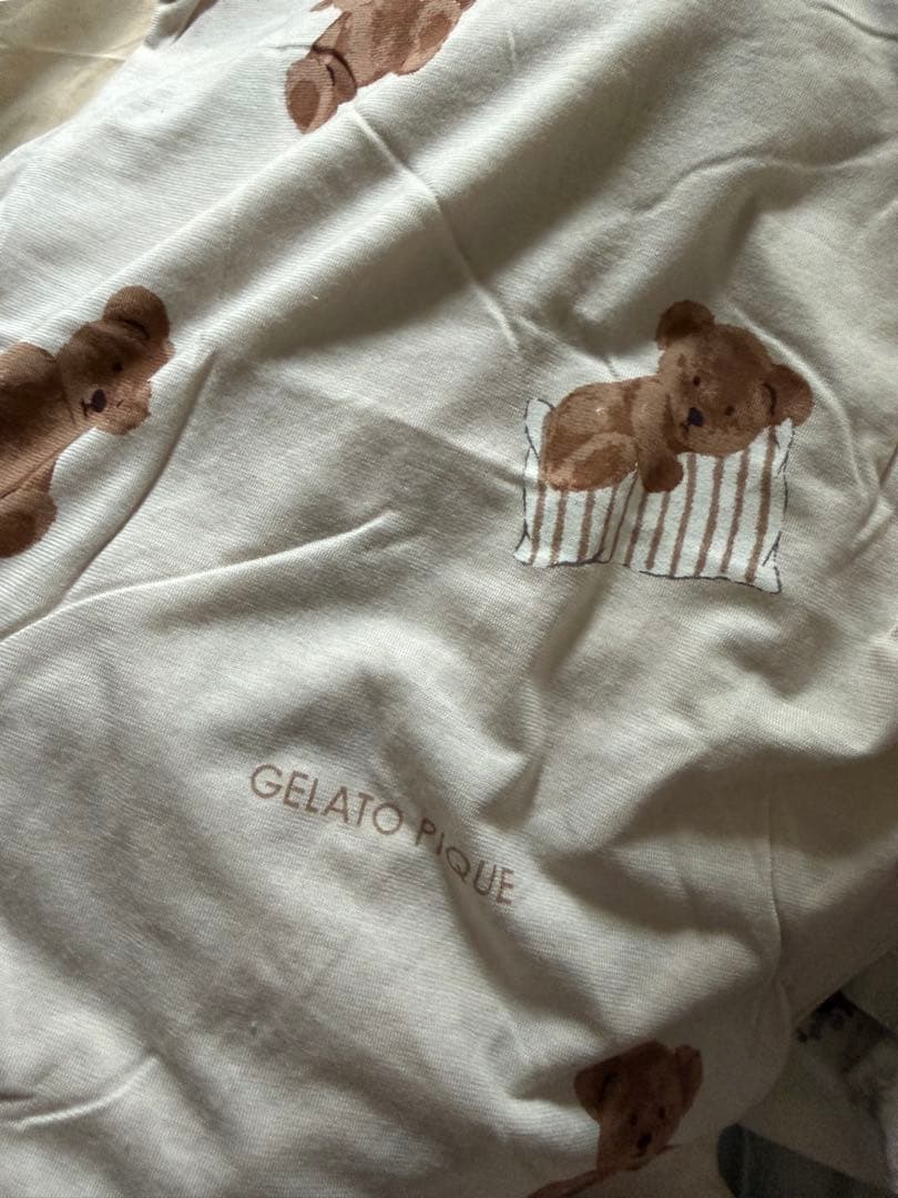 ジェラートピケ♡クマ柄 掛けカバー&ピローケースセット♡ダブル