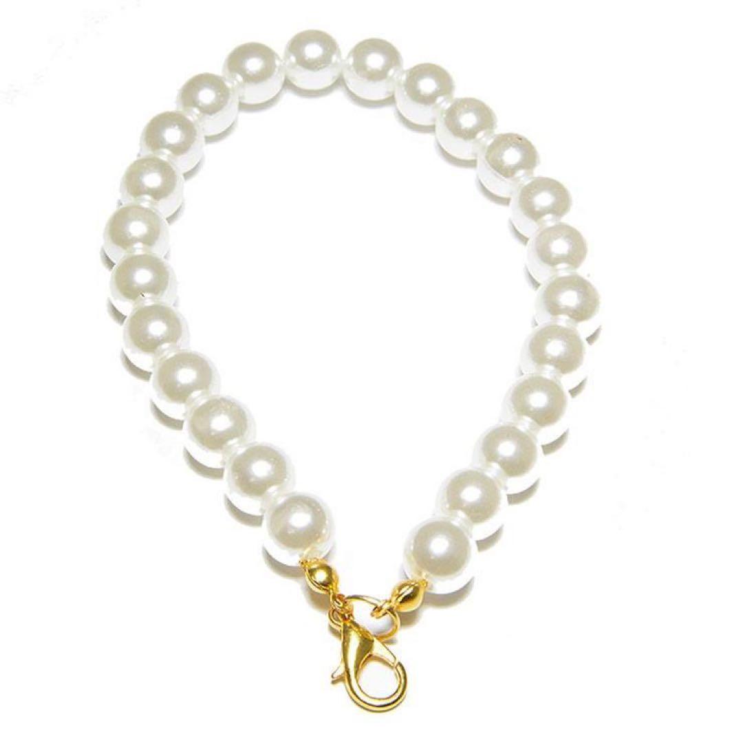 50本　パールストラップ バックチャーム パール チェーン ハンドメイド