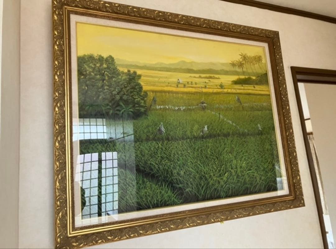 バリ絵画　バリアート　田園風景　105✖️85