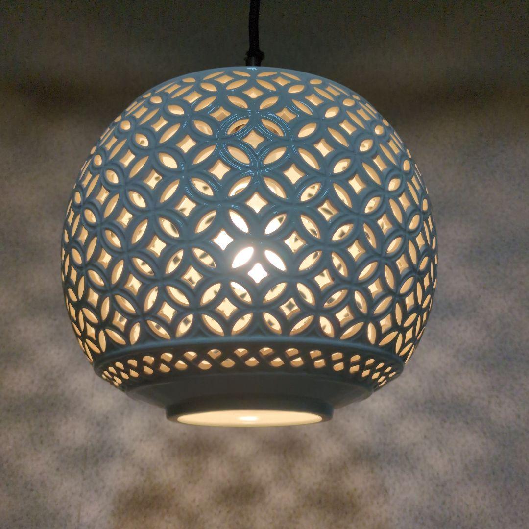 オオヤマ照明　ペンダントライト　陶器シェード　レトロ