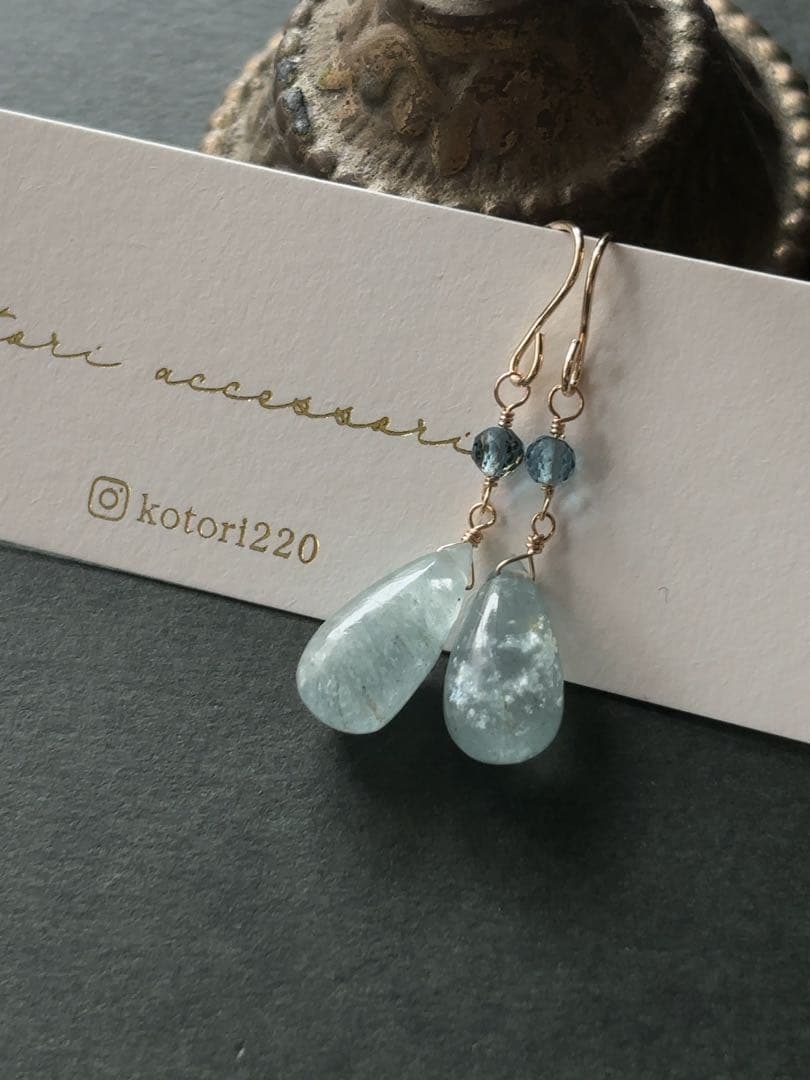 C50 シンデレラアクアマリンドロップピアス