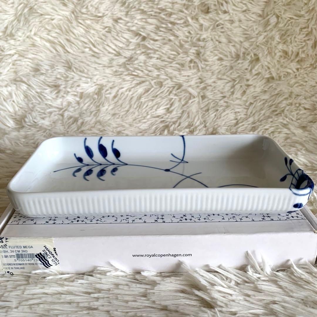 未使用❣️ロイヤルコペンハーゲン　ブルーフルーテッド　スクエア　デッシュ　24cm