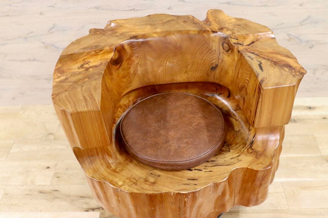 GMFS327○世界遺産屋久杉 大臣椅子 スツール 椅子 無垢材 伝統工芸 逸品