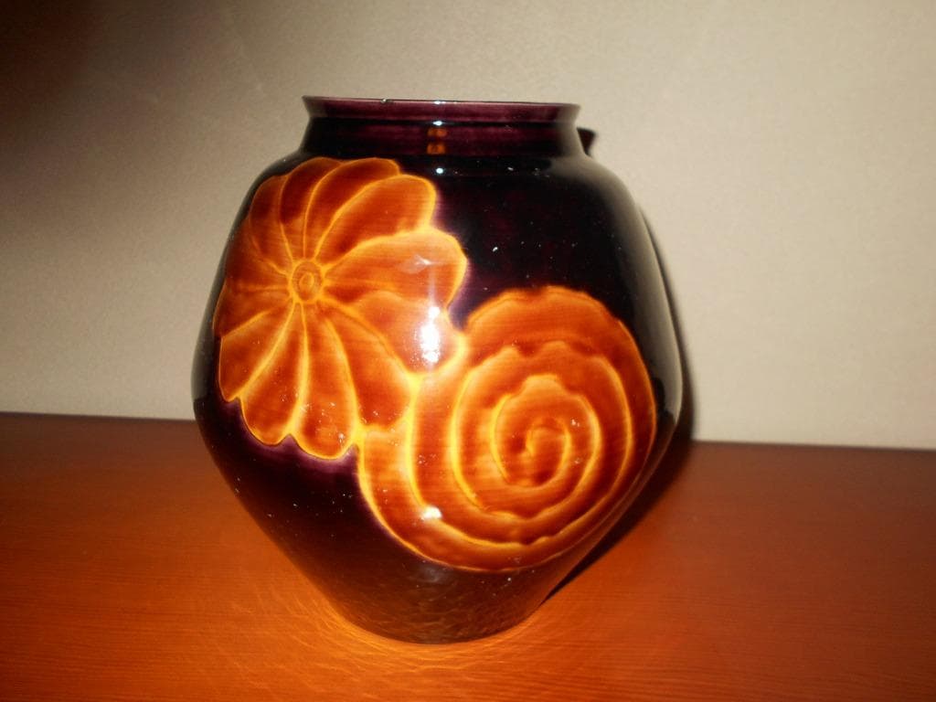 【 九谷焼　為吉 】 九谷焼　深厚釉　花瓶　為吉　:　飾り壺　三ツ井為吉