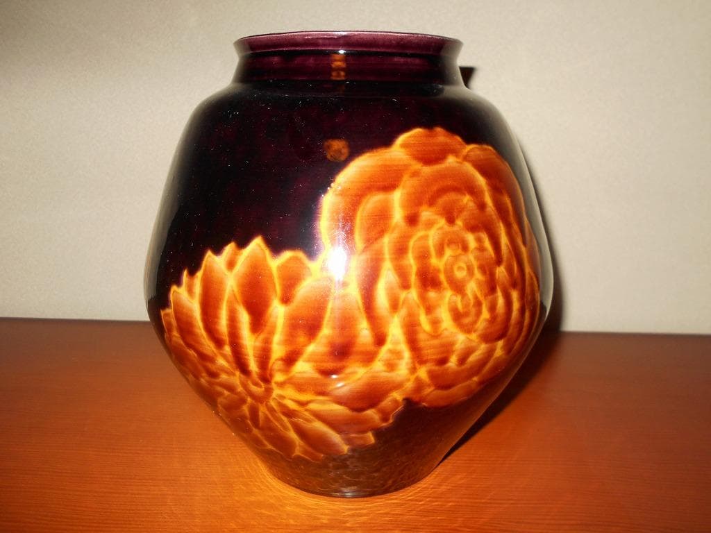 【 九谷焼　為吉 】 九谷焼　深厚釉　花瓶　為吉　:　飾り壺　三ツ井為吉