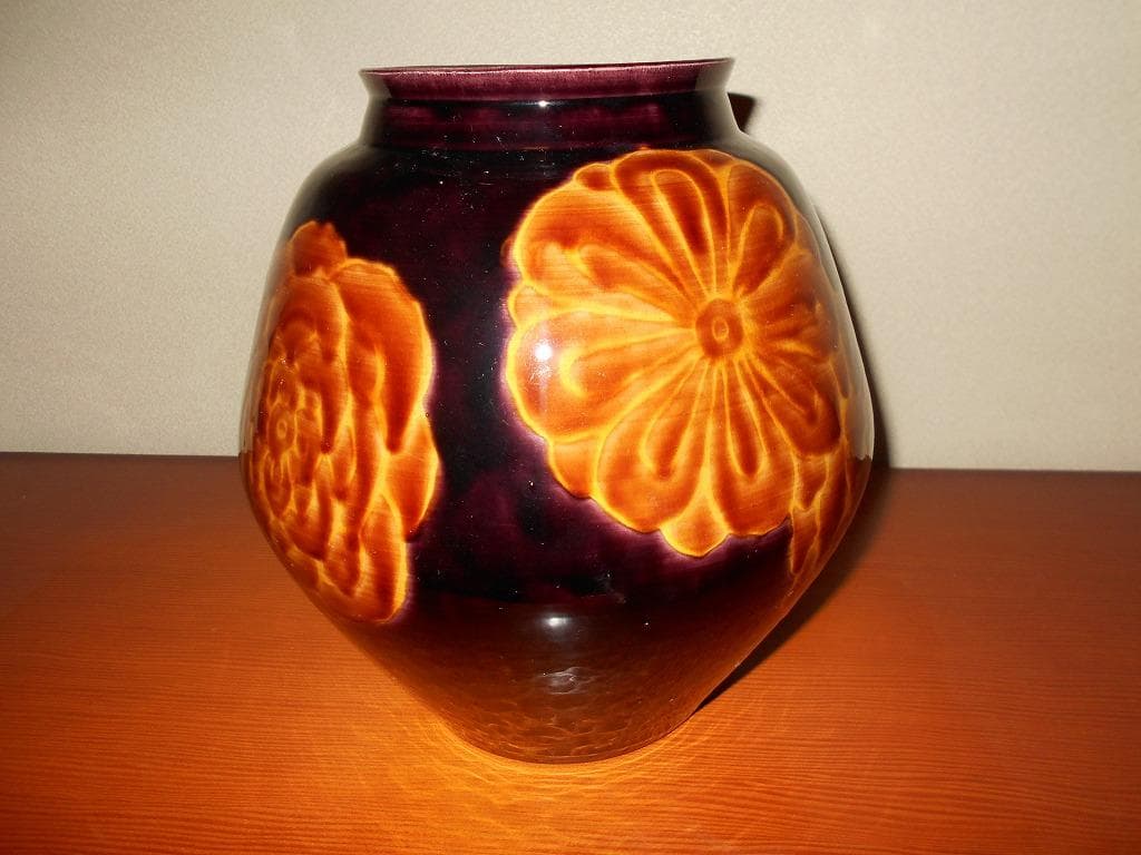 【 九谷焼　為吉 】 九谷焼　深厚釉　花瓶　為吉　:　飾り壺　三ツ井為吉