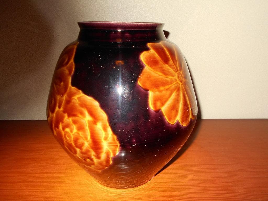 【 九谷焼　為吉 】 九谷焼　深厚釉　花瓶　為吉　:　飾り壺　三ツ井為吉