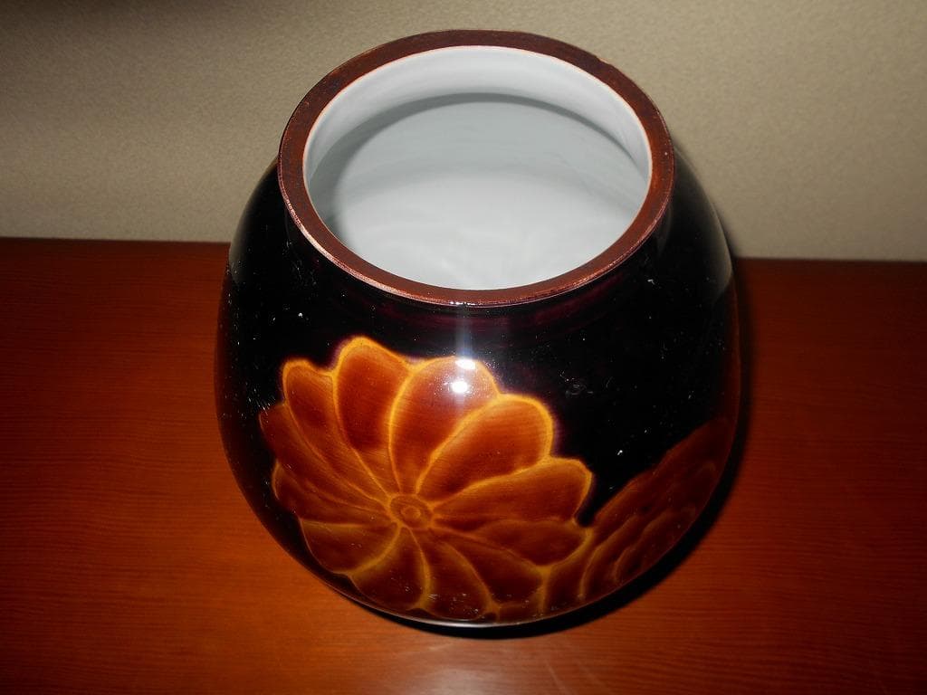 【 九谷焼　為吉 】 九谷焼　深厚釉　花瓶　為吉　:　飾り壺　三ツ井為吉