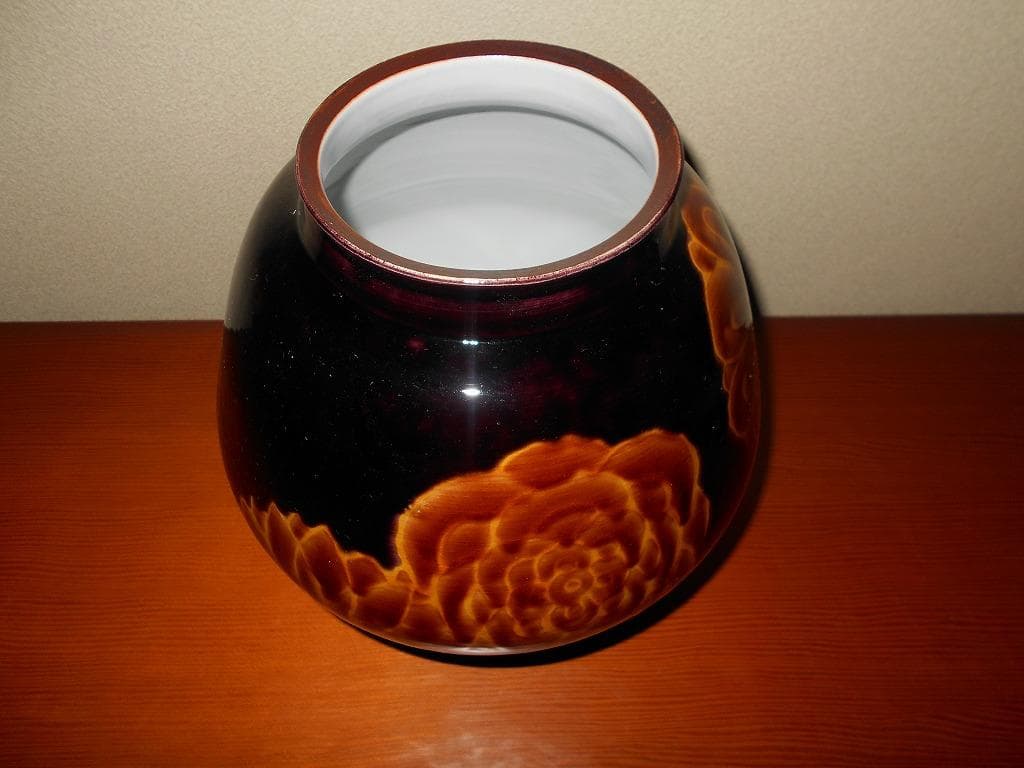 【 九谷焼　為吉 】 九谷焼　深厚釉　花瓶　為吉　:　飾り壺　三ツ井為吉