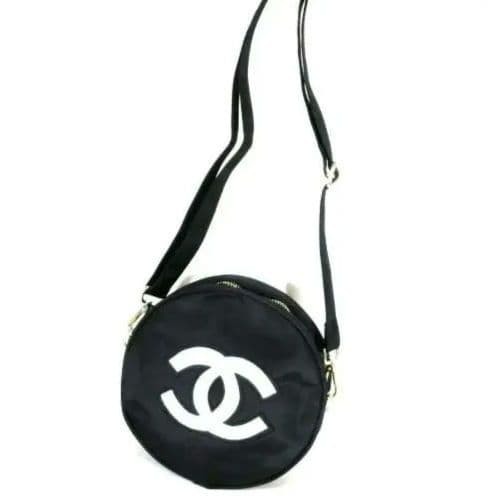 シャネル ナイロン 丸型 黒 スパンコール ショルダーバッグ シャネル