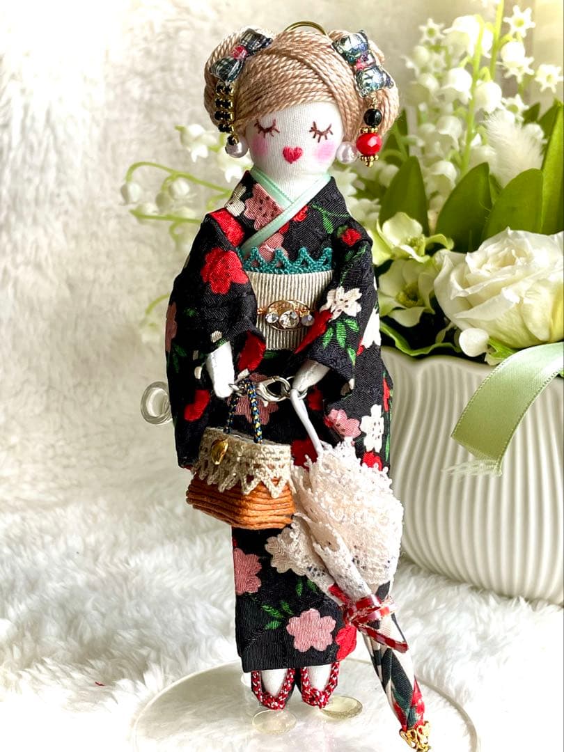 和装❤️小紋着物❤️日傘♡ハンドメイド♡ドールチャーム