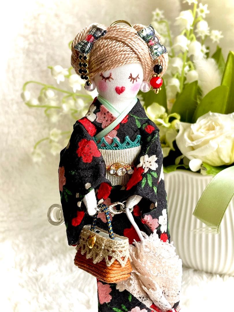 和装❤️小紋着物❤️日傘♡ハンドメイド♡ドールチャーム