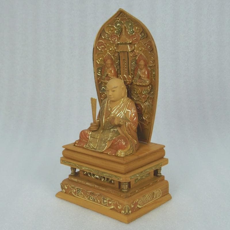 蔵出し特価　仏像★香木材 三宝尊付 日蓮上人(日蓮聖人)像2.5寸★眼入り