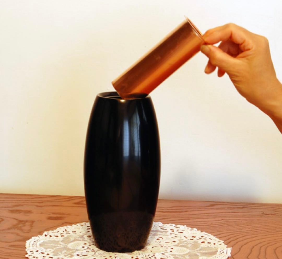 会津塗り　胴張型花瓶　(うるし塗り) 会津白木屋