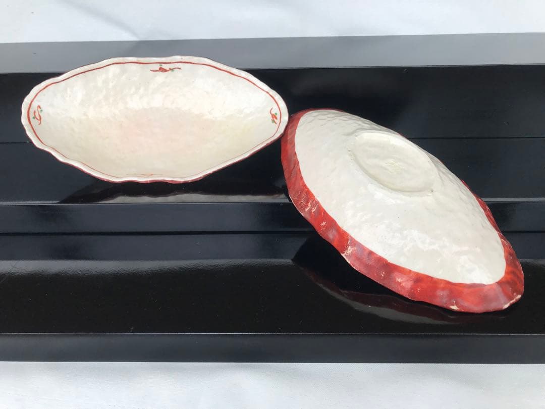 楕円赤絵鉢五客