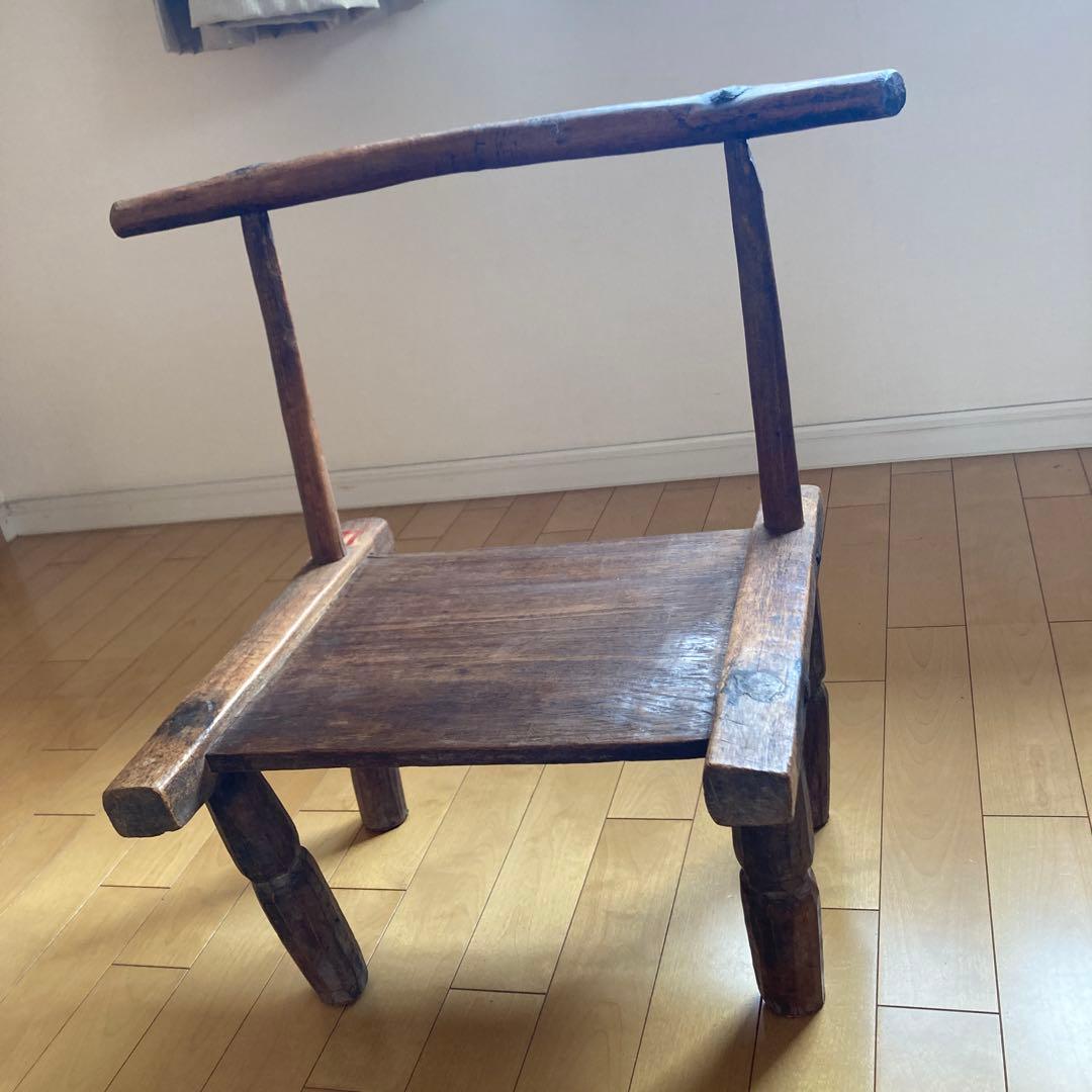 ［アンティーク］アフリカの木製椅子　1脚