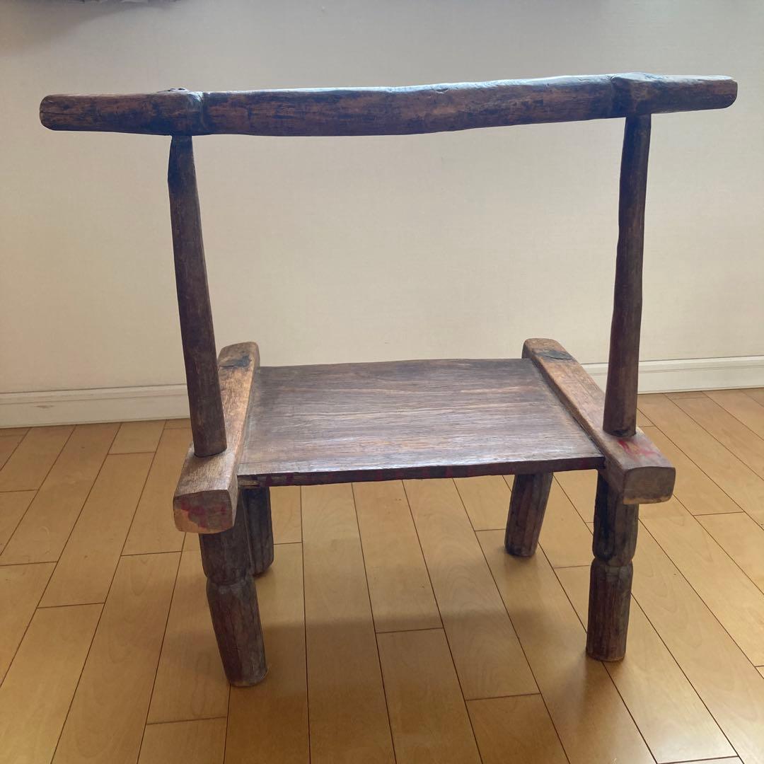 ［アンティーク］アフリカの木製椅子　1脚